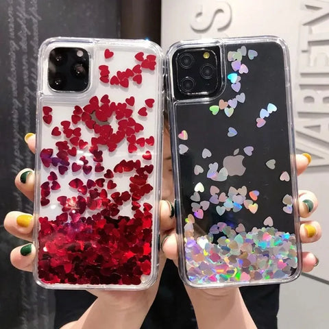 Glitter Love Heart Sequins Quicksand Phone Case