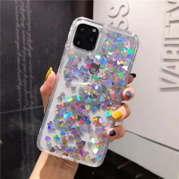 Glitter Love Heart Sequins Quicksand Phone Case