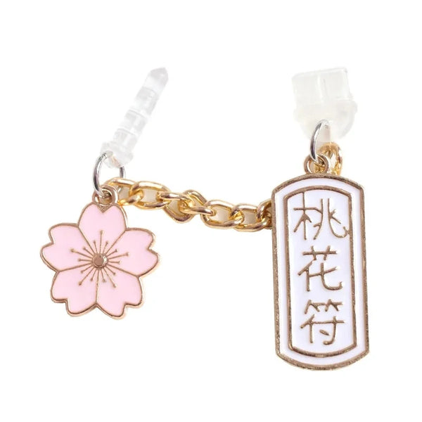 Kawaii Dust Plug Charm Peach Blossom Talismank Anti Dust Cap Cute Charging Port  For iPhone USB C Dust Protection Couple Pendant