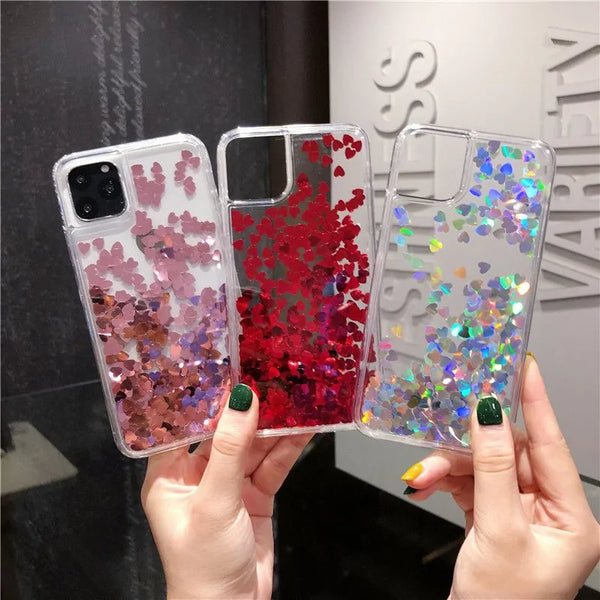 Glitter Love Heart Sequins Quicksand Phone Case