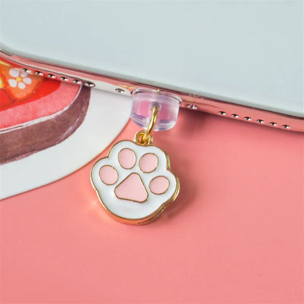 Cat Paw Dust Plug Charm Kawaii Cute Anti Dust Cap Charge Port Plug For iPhone 3.5MM Jack Phone Dust Protection Stopper Pendant