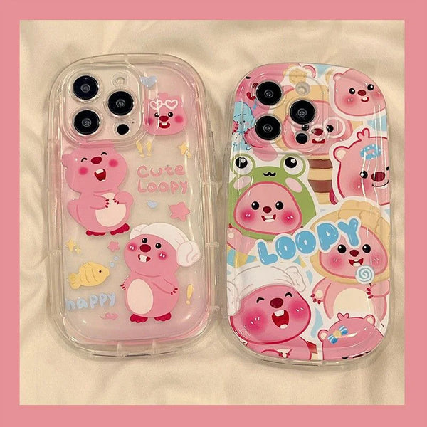 Cartoon Zanmang Loopy Cute Beaver Phone Case Kawaii IPhone 14 15 13 12Pro Airbag Anti Drop Soft XSMAX Cases Girl Birthday Gifts