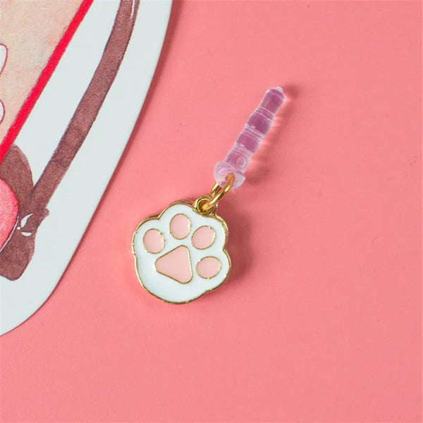 Cat Paw Dust Plug Charm Kawaii Cute Anti Dust Cap Charge Port Plug For iPhone 3.5MM Jack Phone Dust Protection Stopper Pendant