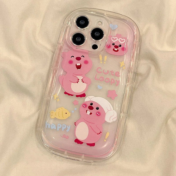 Cartoon Zanmang Loopy Cute Beaver Phone Case Kawaii IPhone 14 15 13 12Pro Airbag Anti Drop Soft XSMAX Cases Girl Birthday Gifts