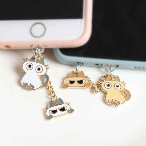 Cute Cat Dust Plug Charm Kawaii Charge Port Plug For iPhone Usb Type C Plug Dust Protection Cap Cartoon Earphone Jack Stopper