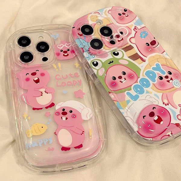 Cartoon Zanmang Loopy Cute Beaver Phone Case Kawaii IPhone 14 15 13 12Pro Airbag Anti Drop Soft XSMAX Cases Girl Birthday Gifts