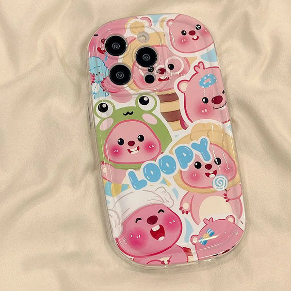 Cartoon Zanmang Loopy Cute Beaver Phone Case Kawaii IPhone 14 15 13 12Pro Airbag Anti Drop Soft XSMAX Cases Girl Birthday Gifts